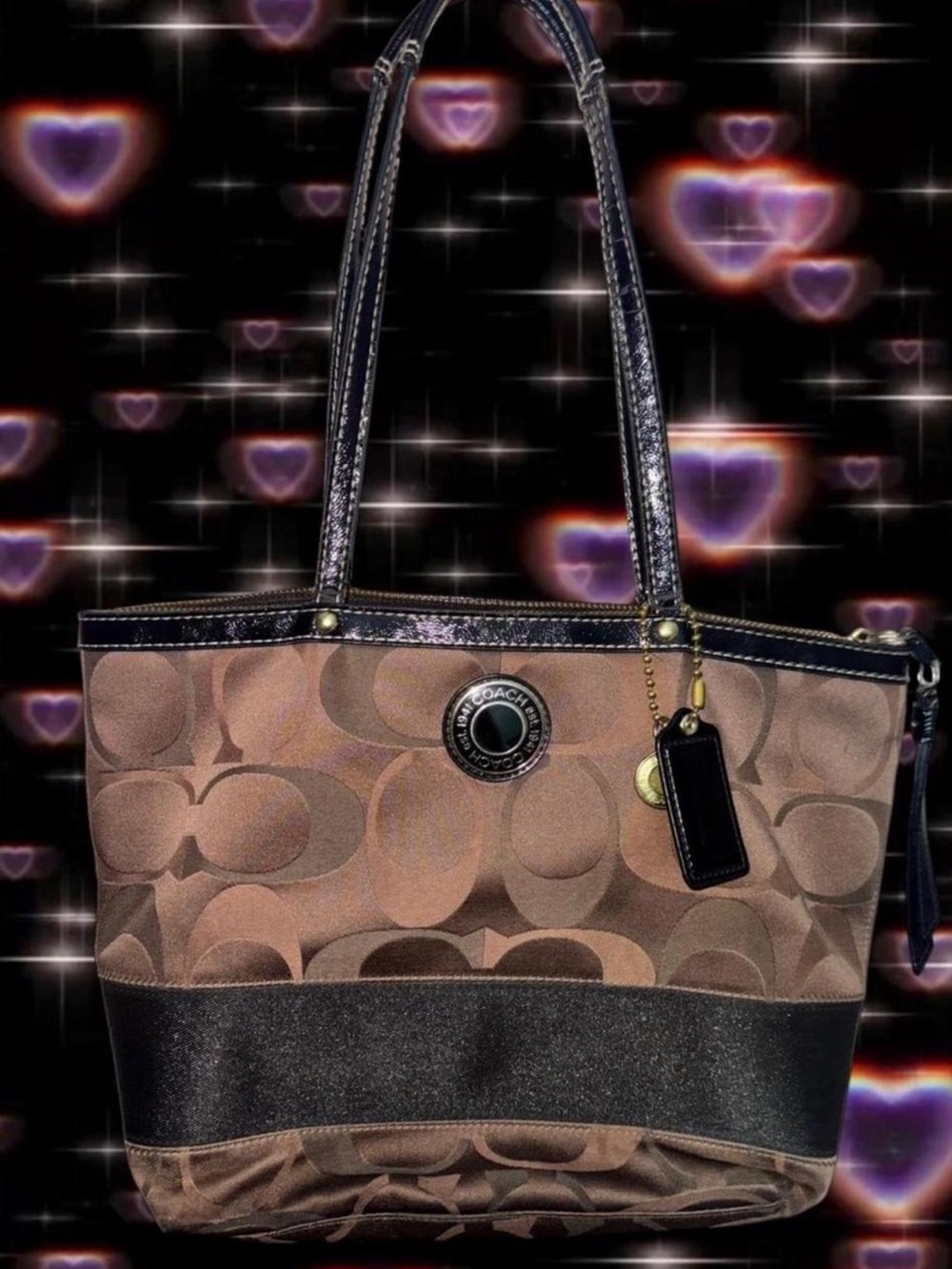 Authentic Coach brown and black signature tote bag🤎🩷